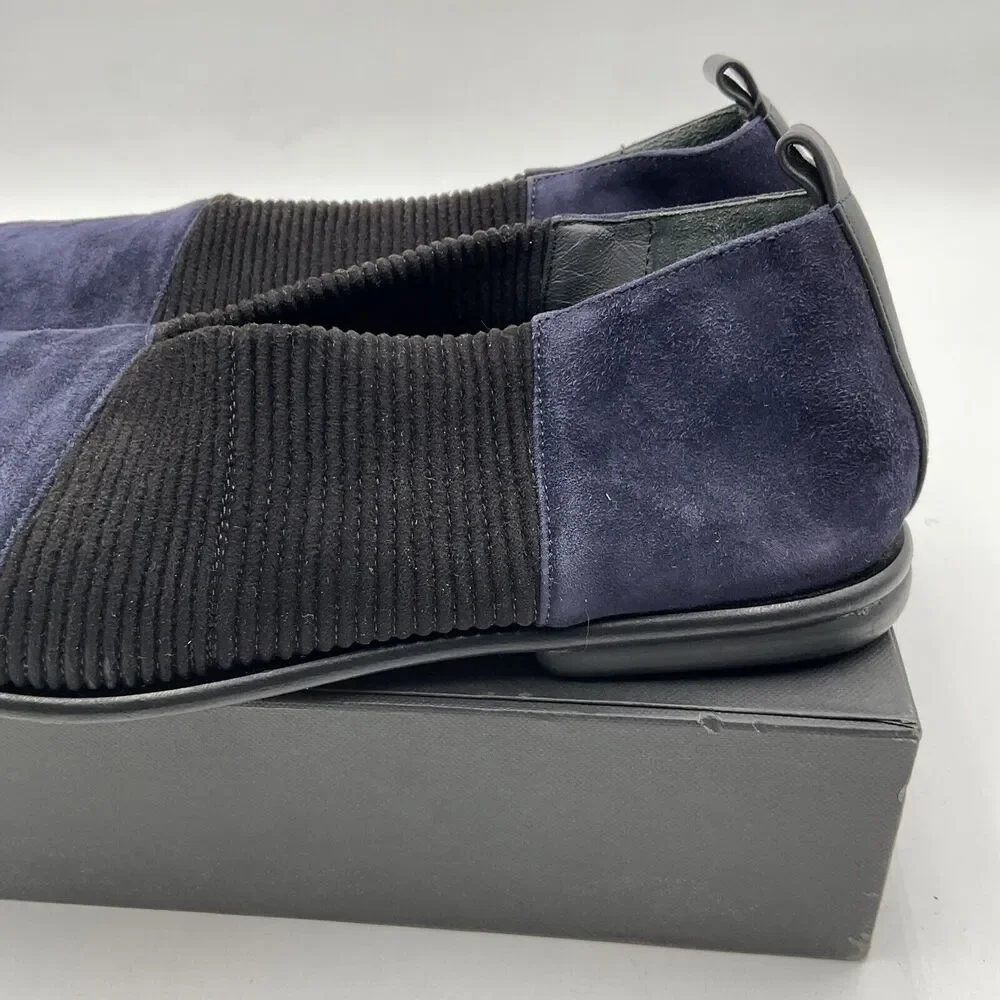 Gray Matters Navy and Black Suede Slip-On Flats